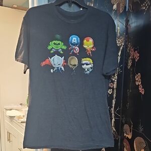 Marvel Black Cartoon Character Short Sleeve Tee